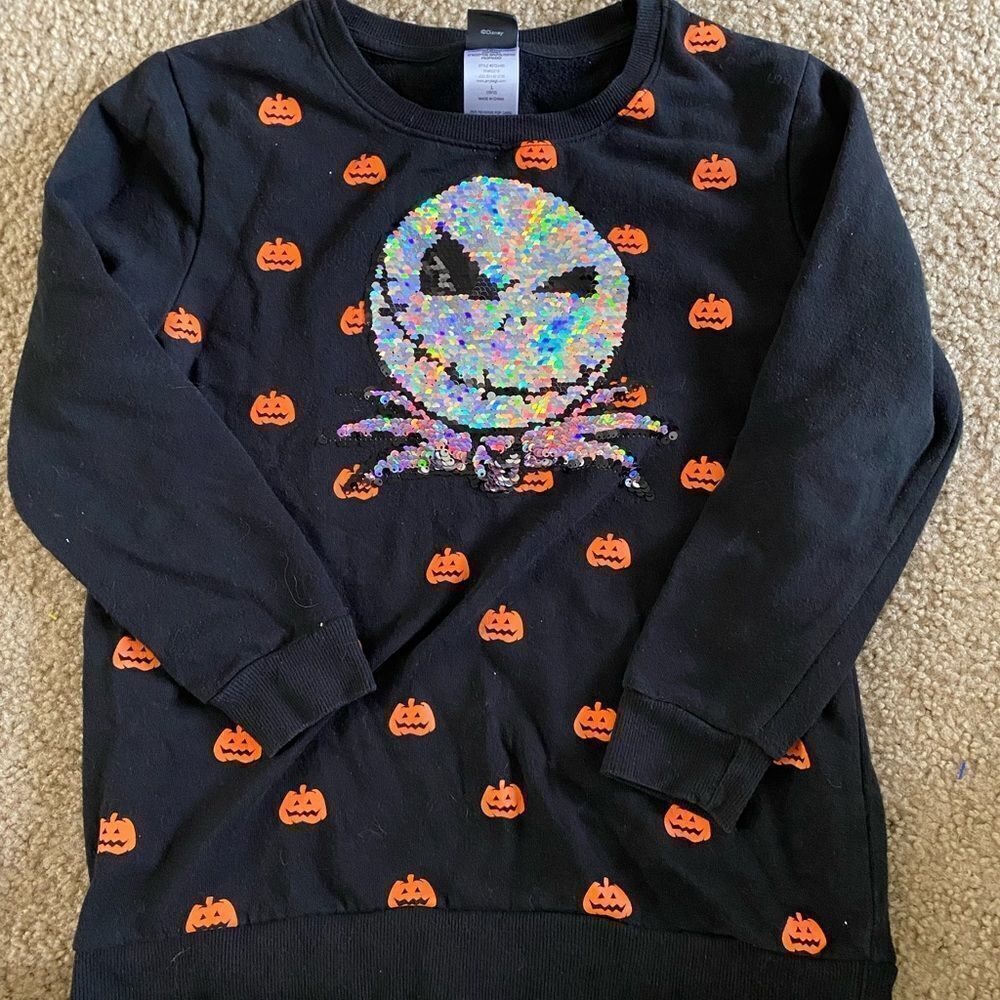 Girls Disney The Nightmare Before Christmas Halloween Sequin Sweatshirt
